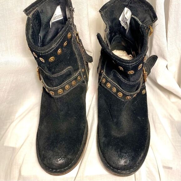 UGG Fabrizia Studded Distressed Black Suede Moto Boots 1003235 Sz 8 - Picture 4 of 13